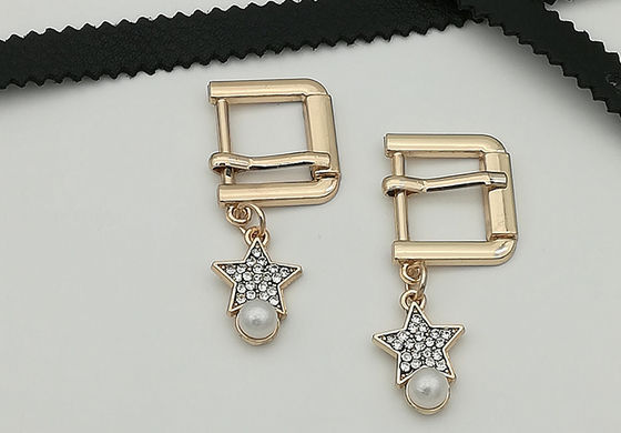China Rectangle / Oval Small Shoe Buckles , Zinc Alloy Gold Metal Buckle Fashionable supplier